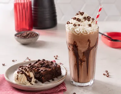 A freshly prepared dessert with ice cream